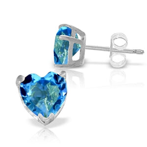 3.25 Carat 14K Solid White Gold Footsteps At Night Blue Topaz Earrings