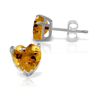 3.25 Carat 14K Solid White Gold Stud Earrings Natural Citrine