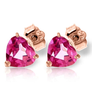 3.25 Carat 14K Solid Rose Gold Stud Earrings Natural Pink Topaz