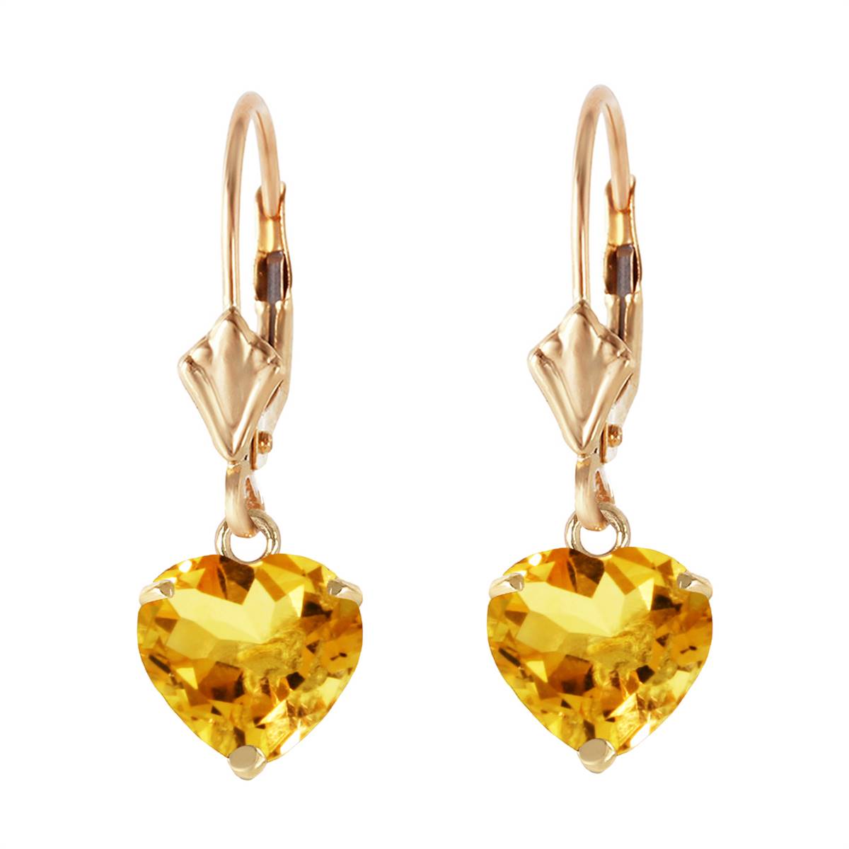 3.05 Carat 14K Solid Yellow Gold Cupid Citrine Earrings