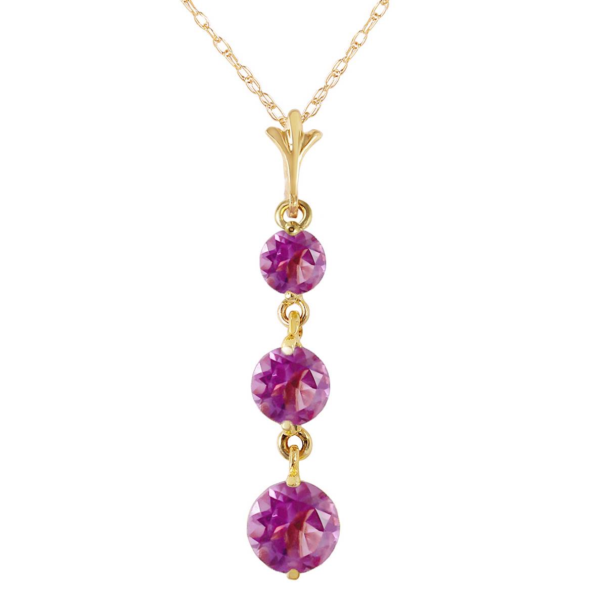 3.6 Carat 14K Solid Yellow Gold Counting Kisses Amethyst Necklace