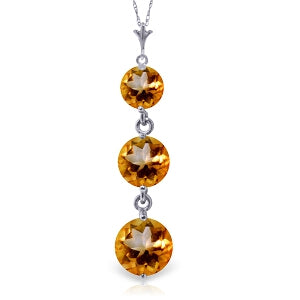 3.6 Carat 14K Solid White Gold Piano Music Citrine Necklace