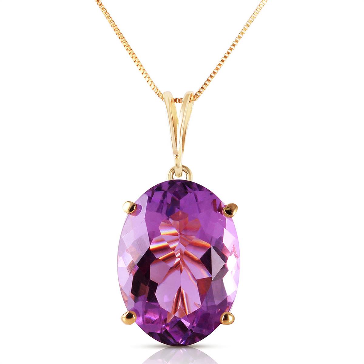 7.55 Carat 14K Solid Yellow Gold Necklace Oval Purple Amethyst