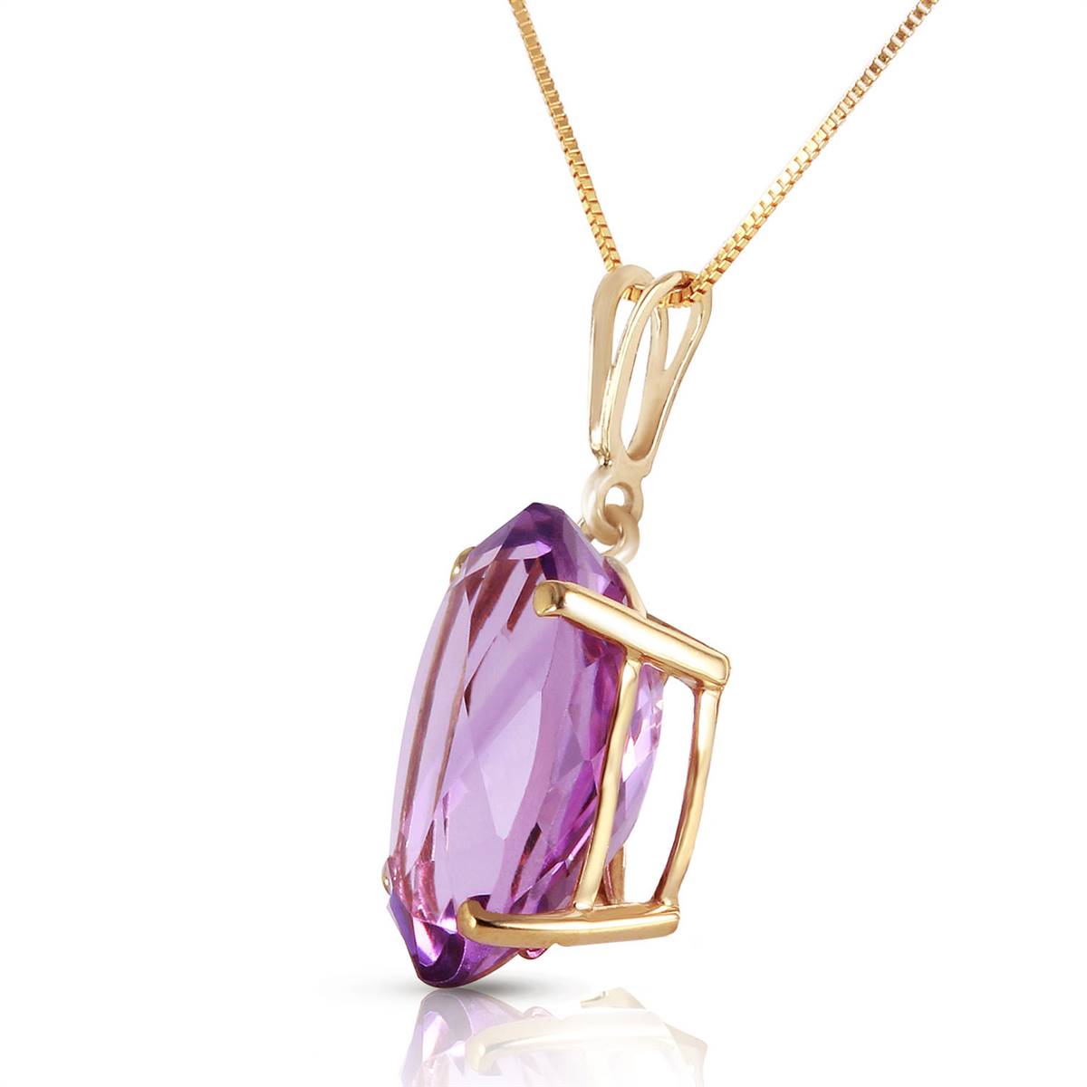 7.55 Carat 14K Solid Yellow Gold Necklace Oval Purple Amethyst