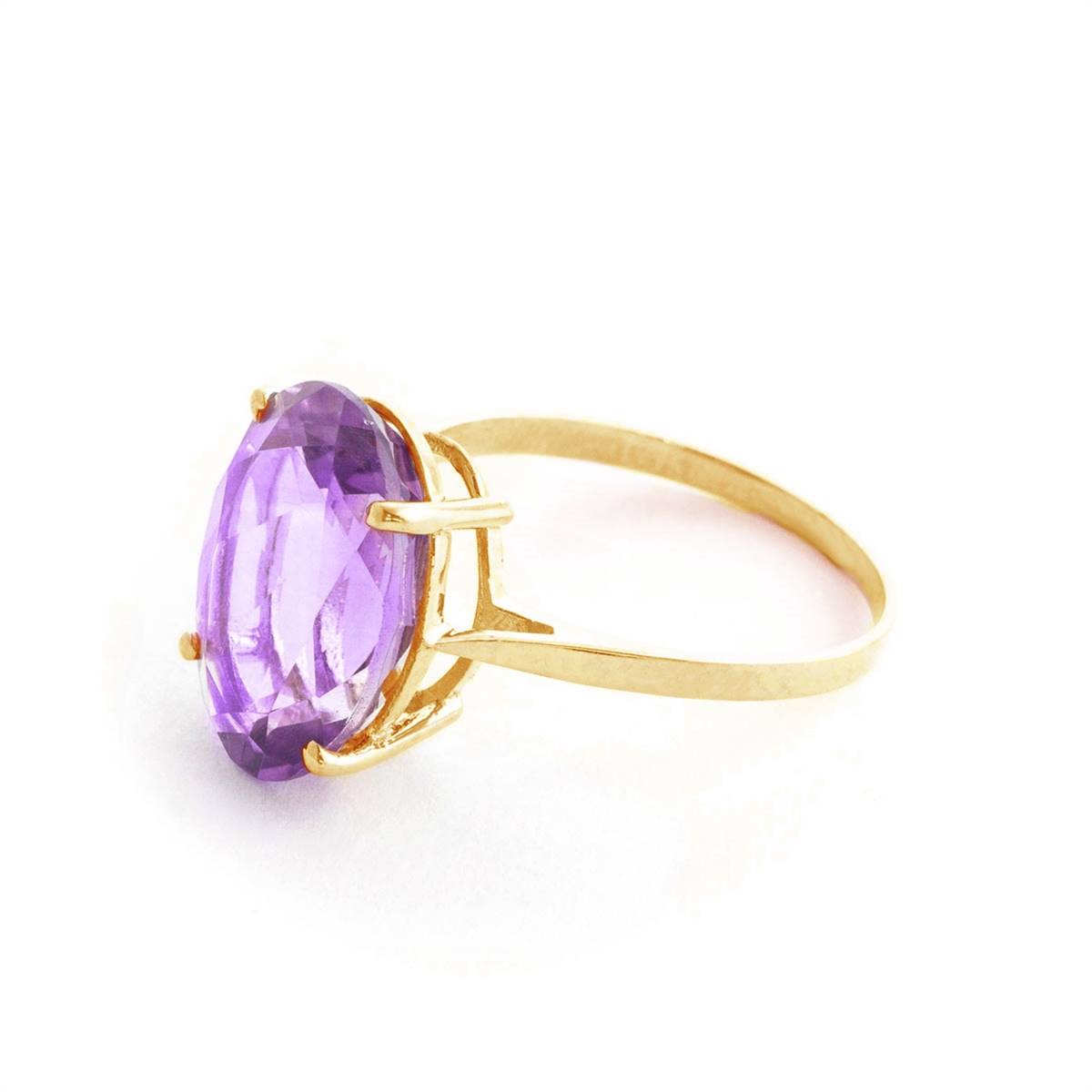7.55 Carat 14K Solid Yellow Gold Ring Natural Oval Purple Amethyst