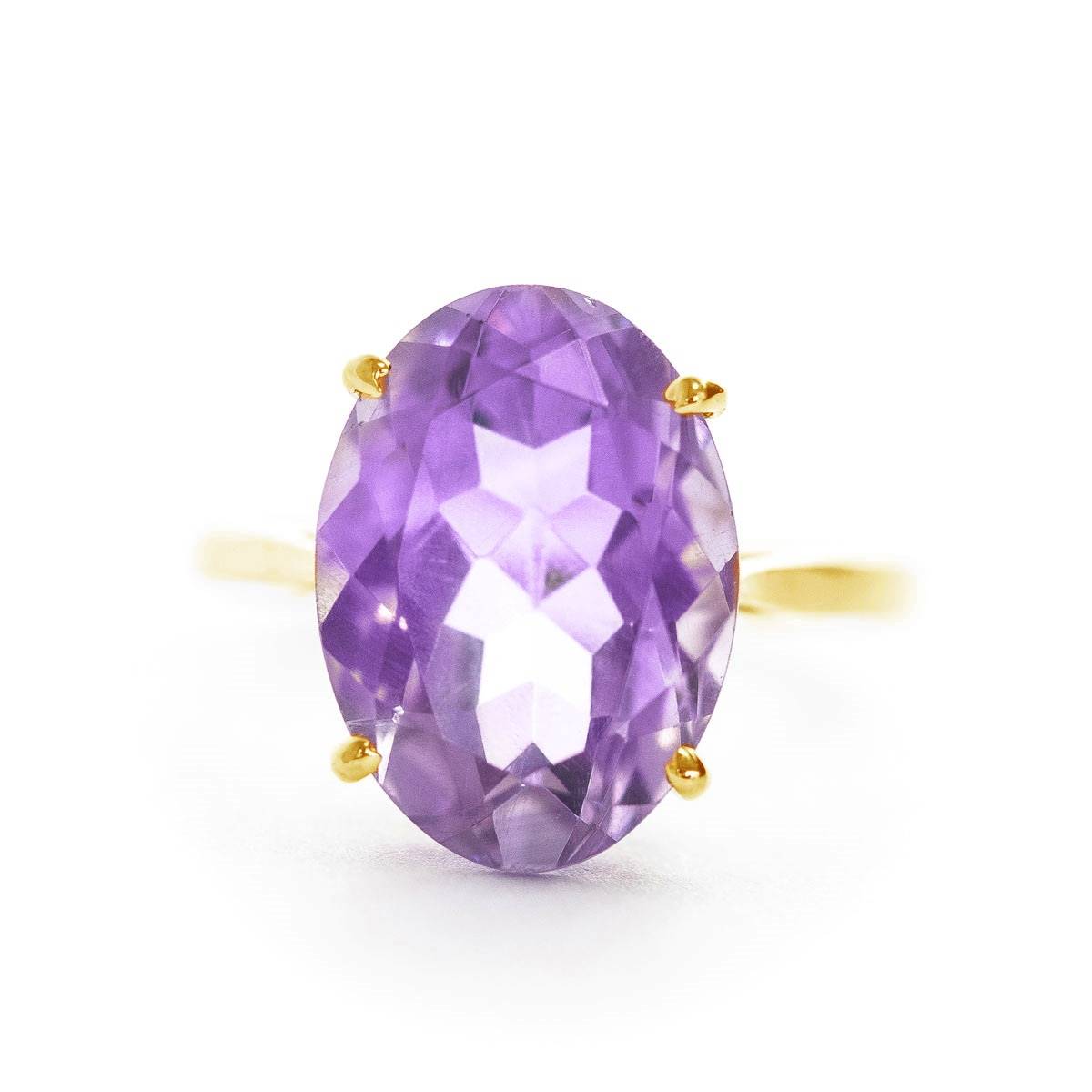 7.55 Carat 14K Solid Yellow Gold Ring Natural Oval Purple Amethyst
