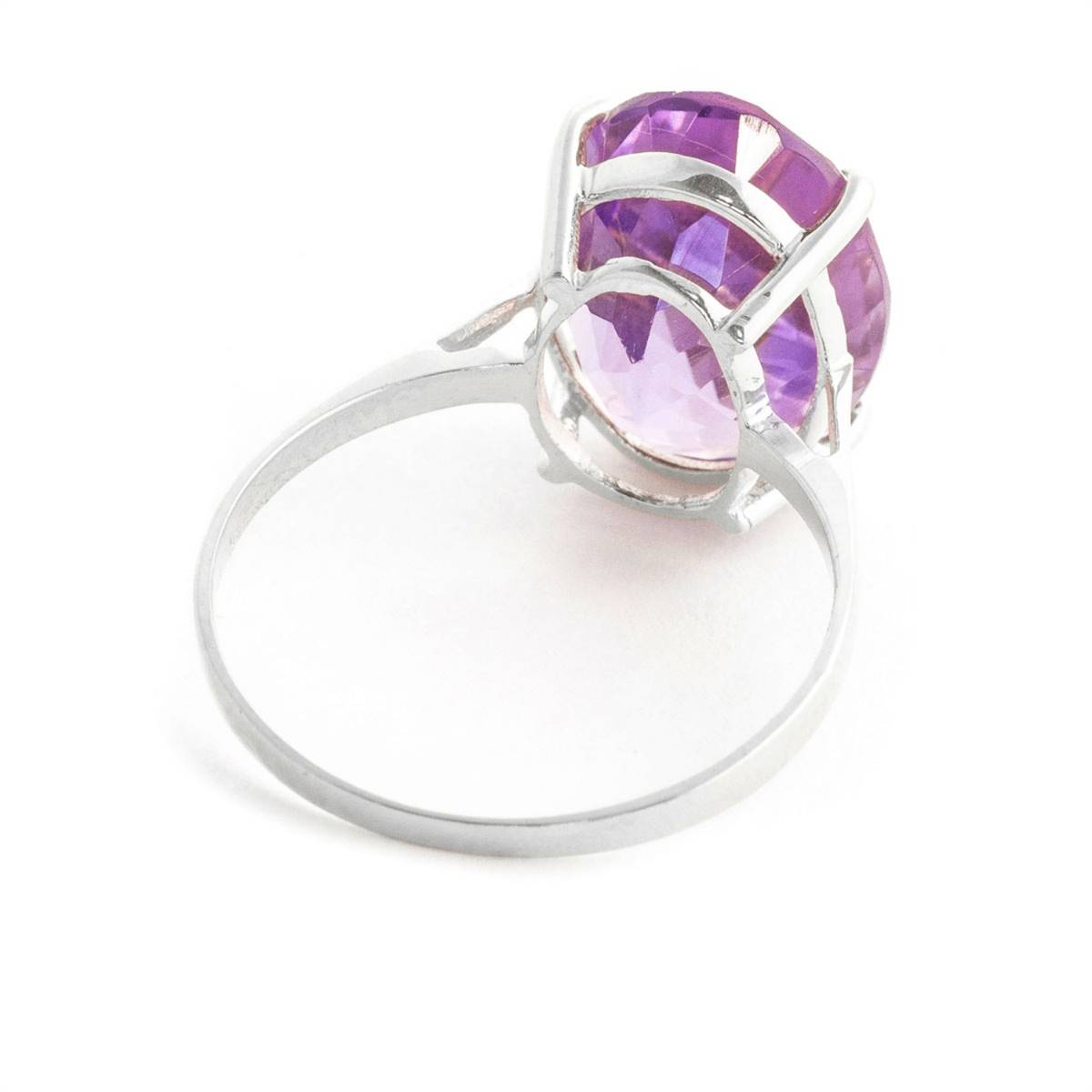 7.55 Carat 14K Solid White Gold Ring Natural Oval Purple Amethyst