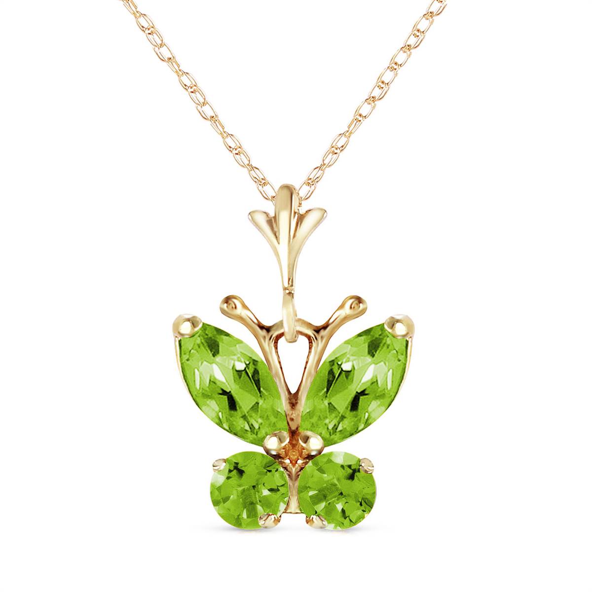 0.6 Carat 14K Solid Yellow Gold Butterfly Necklace Peridot
