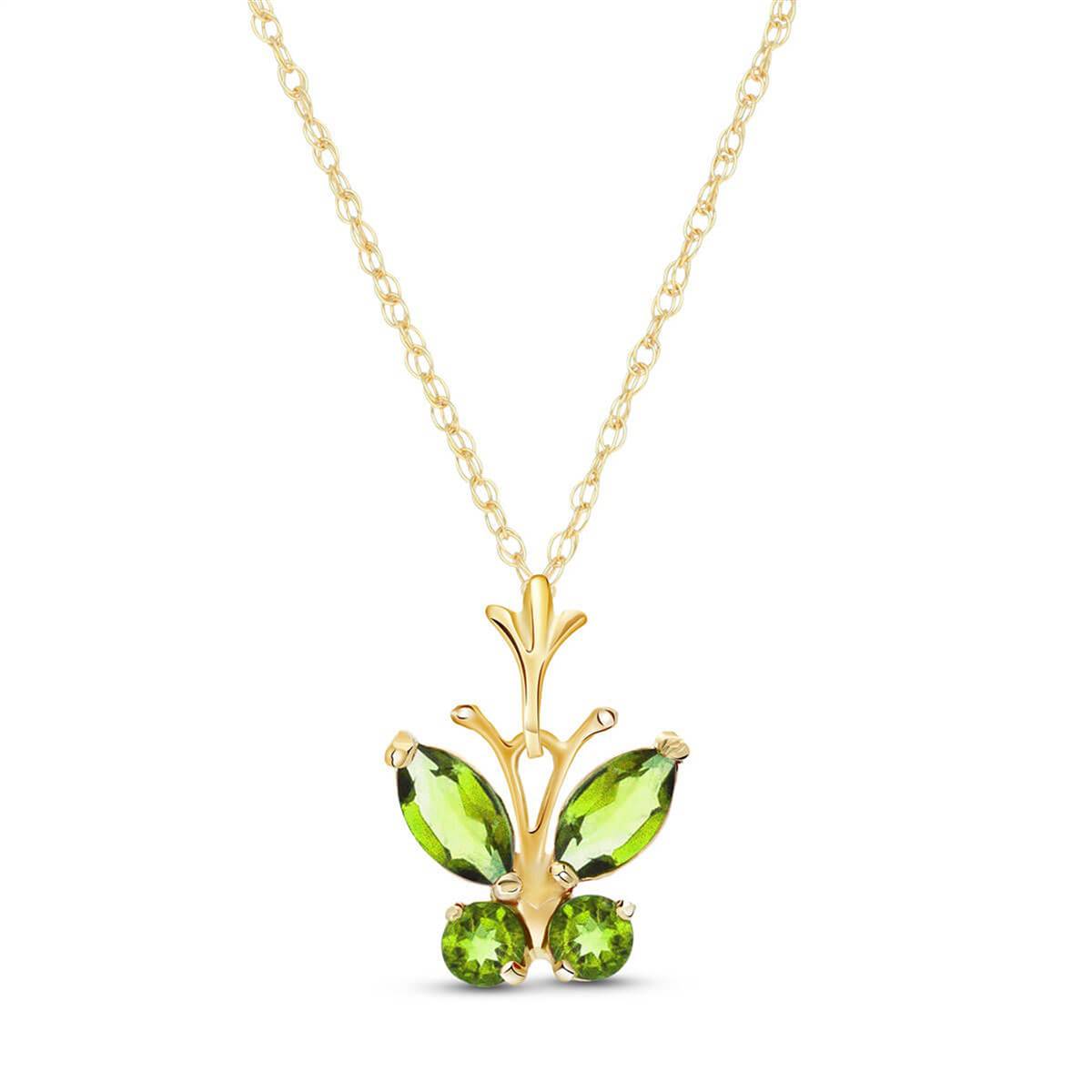 0.6 Carat 14K Solid Yellow Gold Butterfly Necklace Peridot