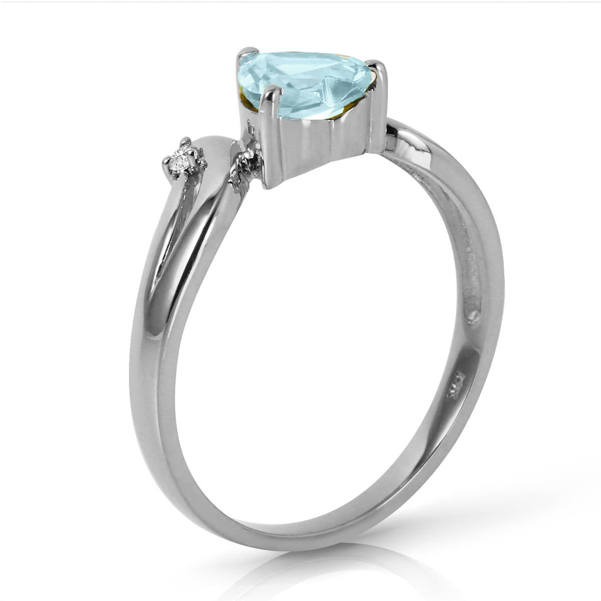 0.96 Carat 14K Solid White Gold I Really Want Aquamarine Diamond Ring