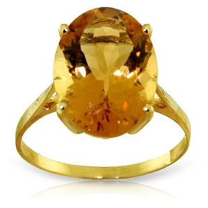 6 Carat 14K Solid Yellow Gold Ring Natural Oval Citrine
