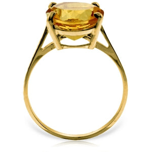 6 Carat 14K Solid Yellow Gold Ring Natural Oval Citrine