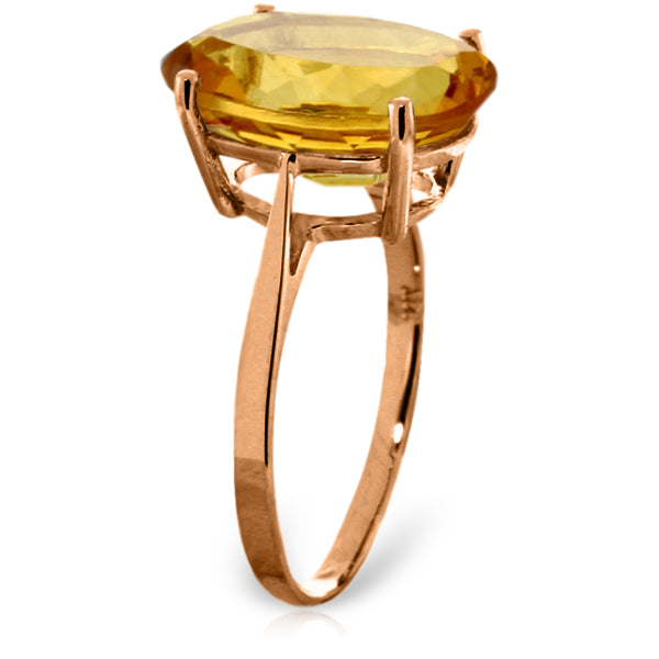 6 Carat 14K Solid Rose Gold Ring Natural Oval Citrine