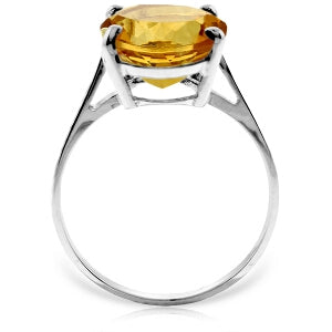 6 Carat 14K Solid White Gold Ring Natural Oval Citrine
