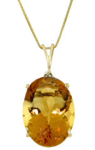 6 Carat 14K Solid White Gold Necklace Oval Citrine