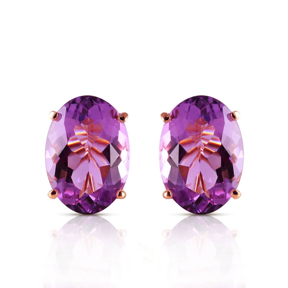 15.1 Carat 14K Solid Rose Gold French Clips Earrings Natural Amethyst