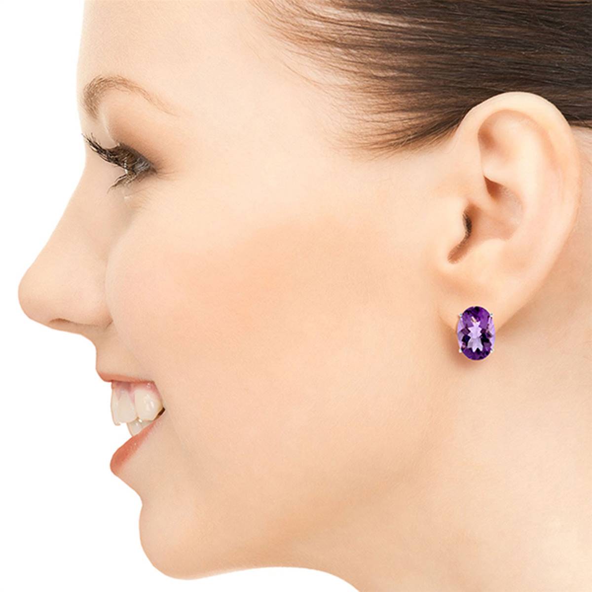 15.1 Carat 14K Solid White Gold French Clips Earrings Natural Amethyst