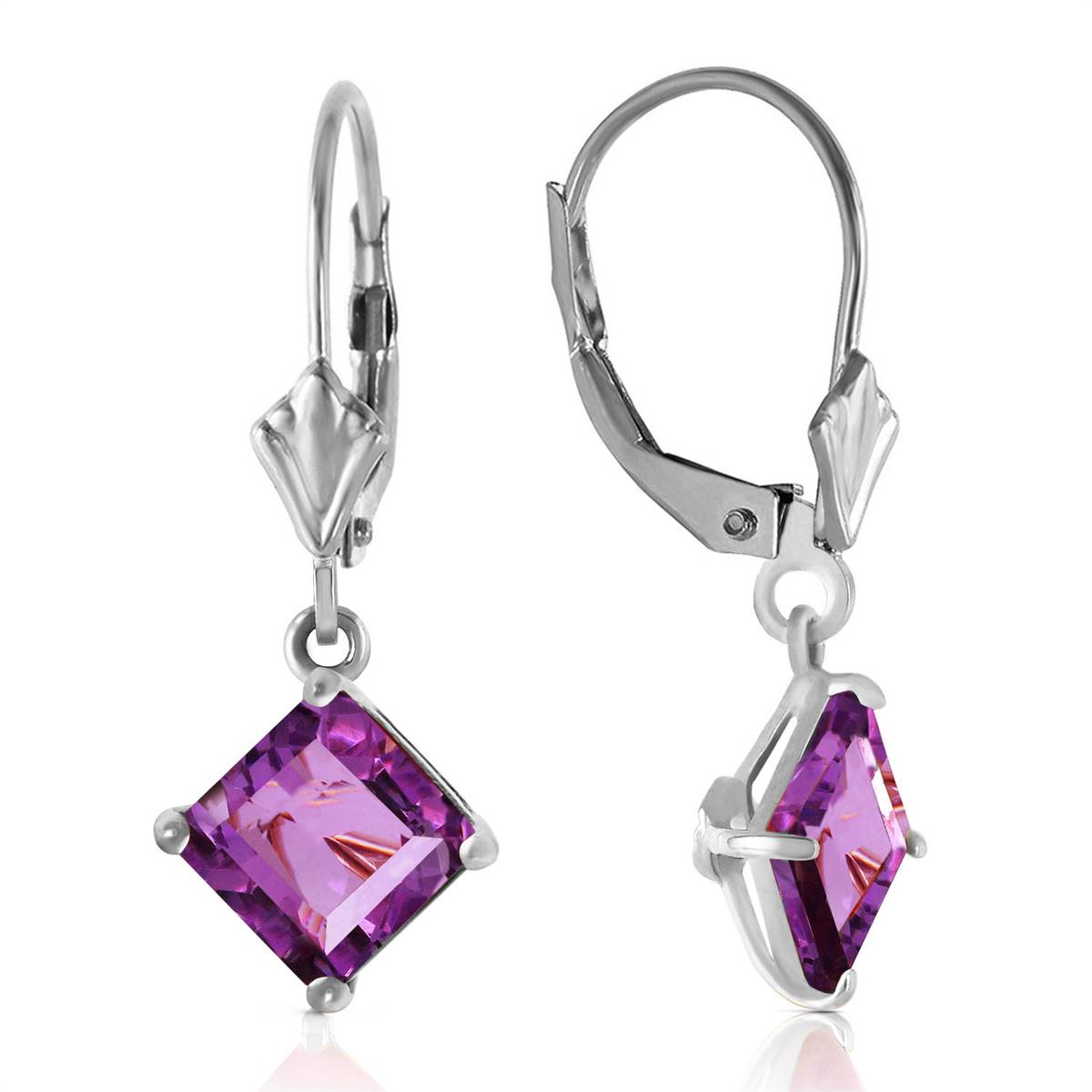 3.2 Carat 14K Solid White Gold Treasure Of Values Amethystsyt Earrings