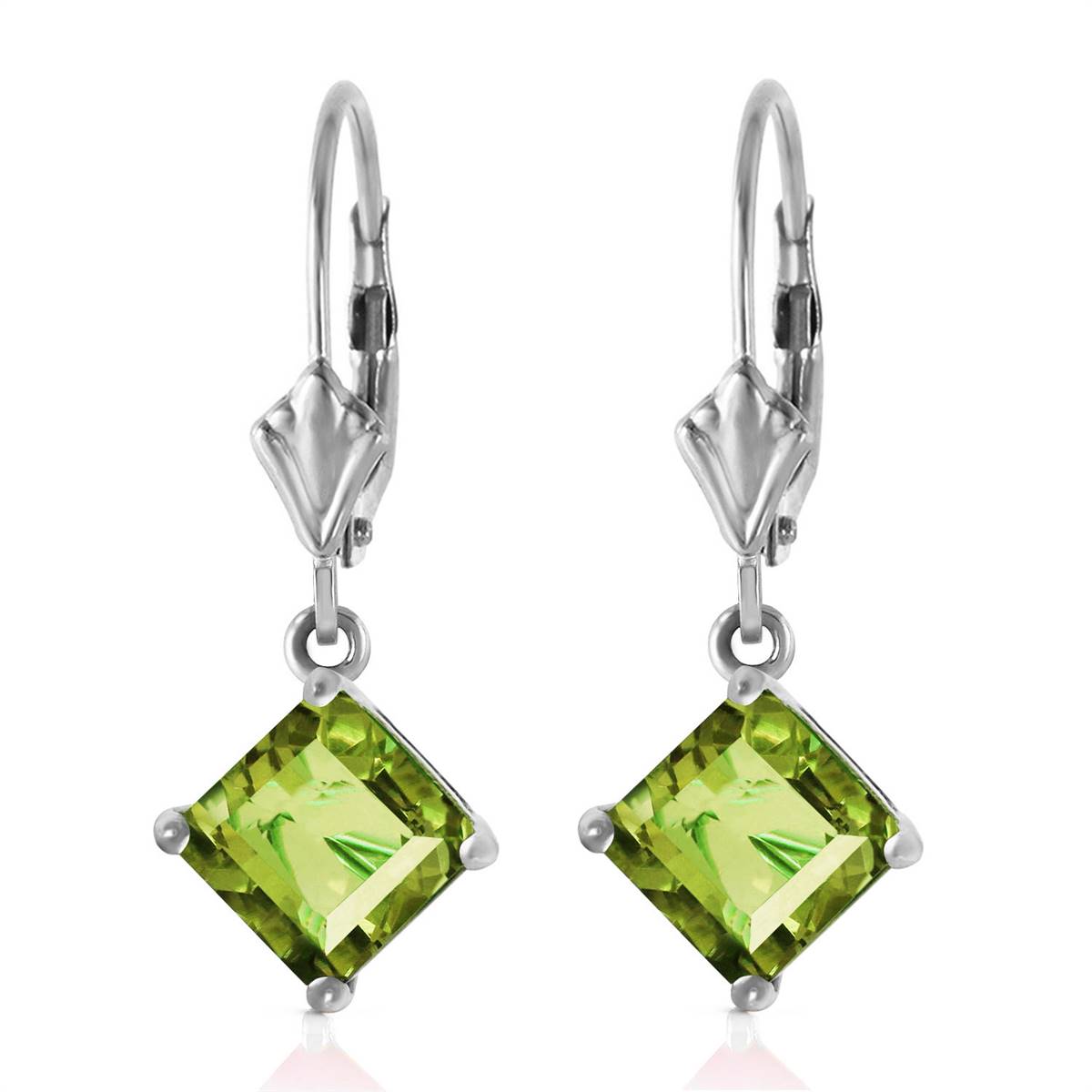 3.2 Carat 14K Solid White Gold Spring Abounds Peridot Earrings