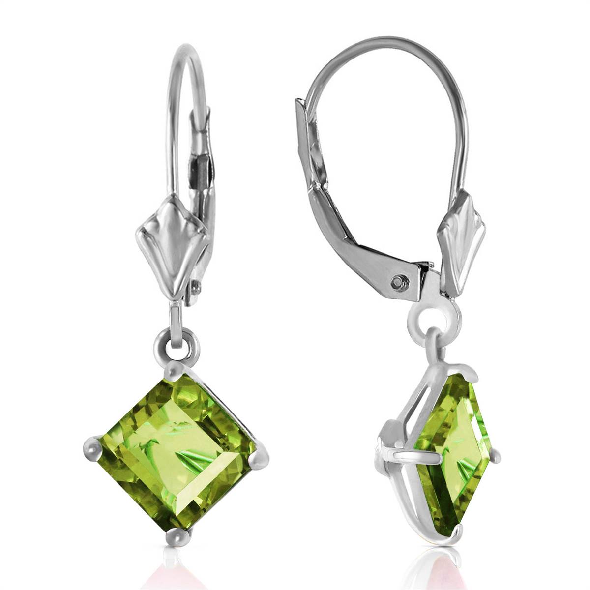 3.2 Carat 14K Solid White Gold Spring Abounds Peridot Earrings