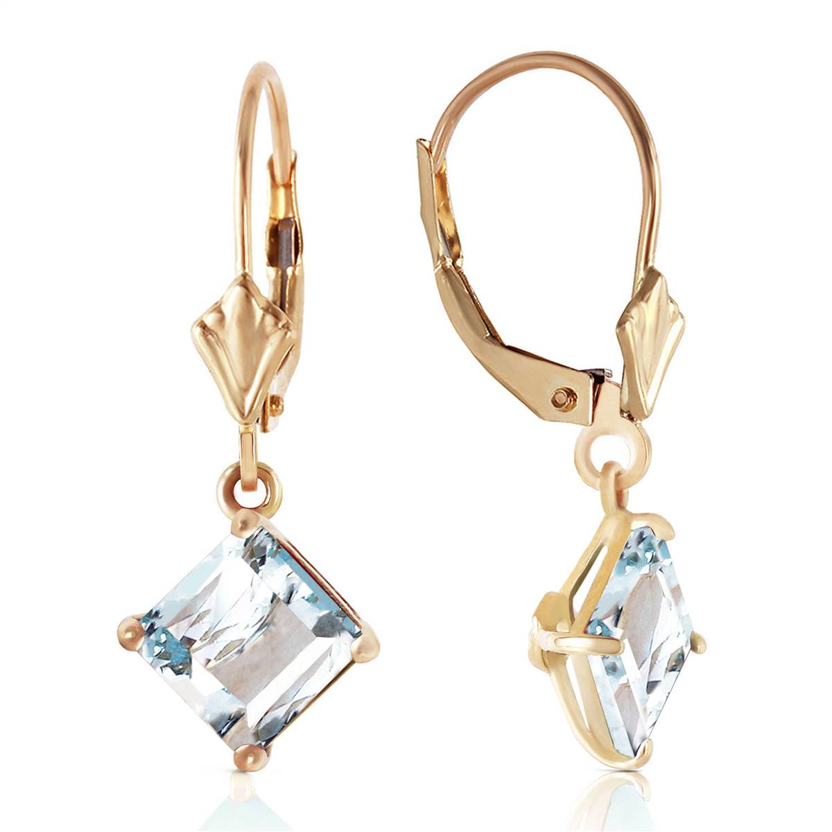 3.2 Carat 14K Solid Yellow Gold Excellence Aquamarine Earrings