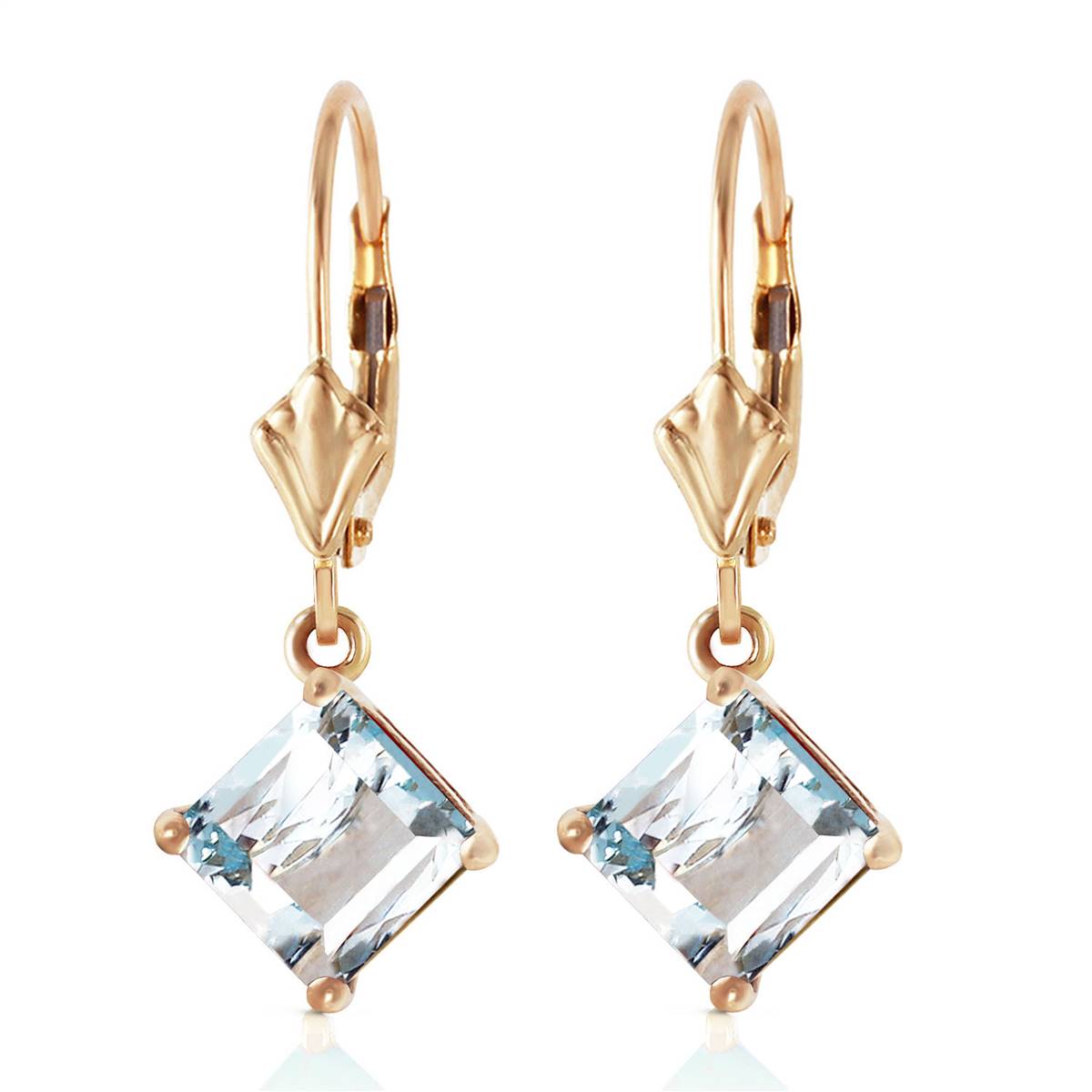 3.2 Carat 14K Solid Yellow Gold Excellence Aquamarine Earrings