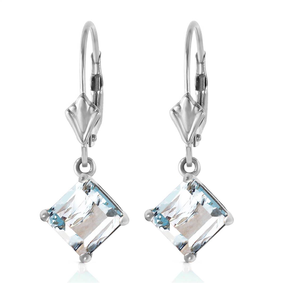 3.2 Carat 14K Solid White Gold Chattering Heart Aquamarine Earrings
