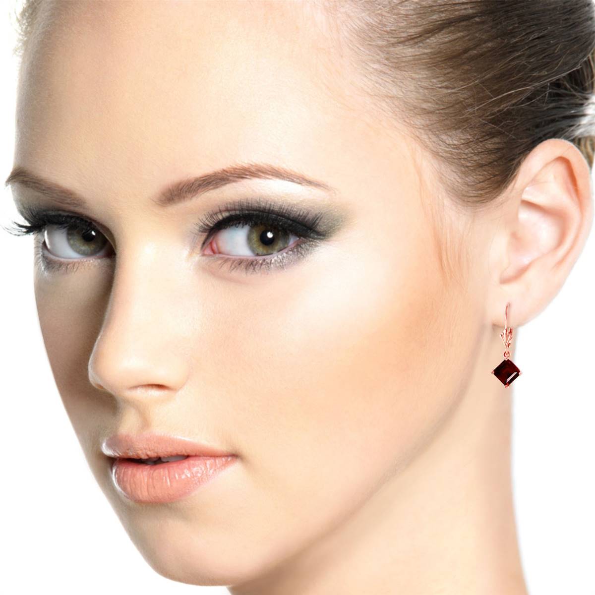 3.2 Carat 14K Solid Rose Gold Garnet Simplicity Earrings