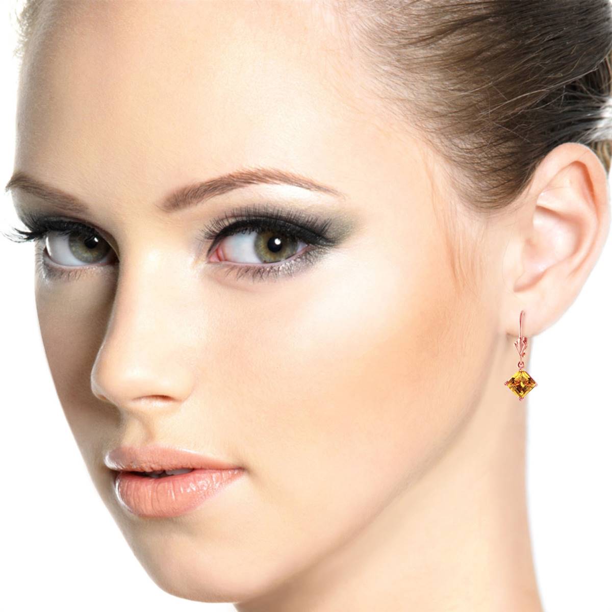 3.2 Carat 14K Solid Rose Gold Citrine Simplicity Earrings