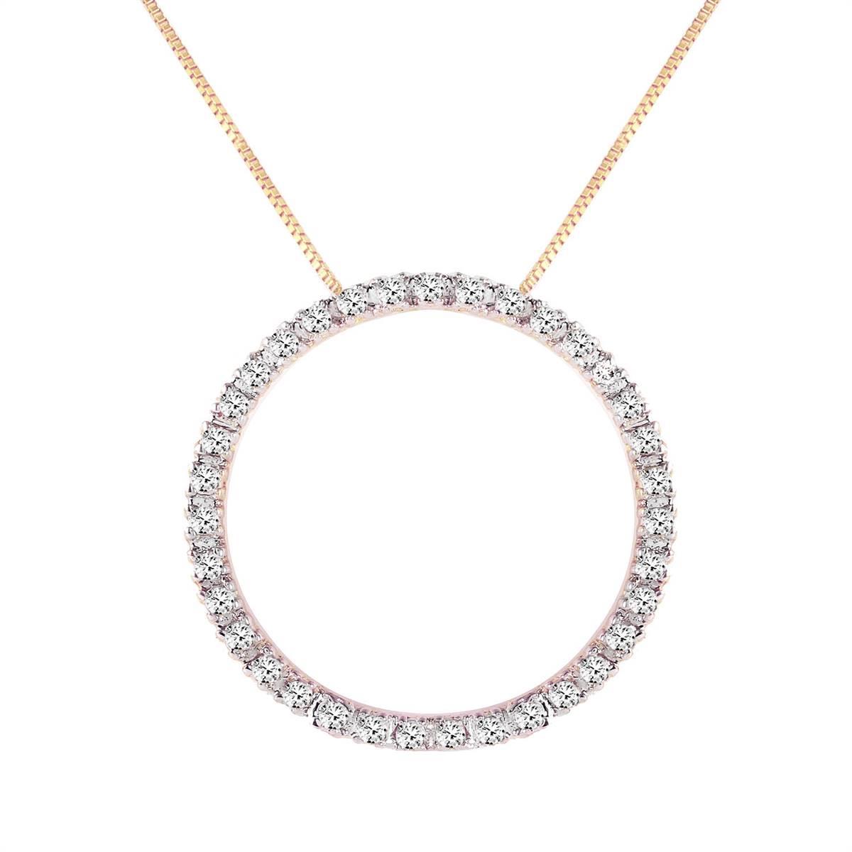 0.52 Carat 14K Solid Yellow Gold Diamond Circle Of Love Necklace