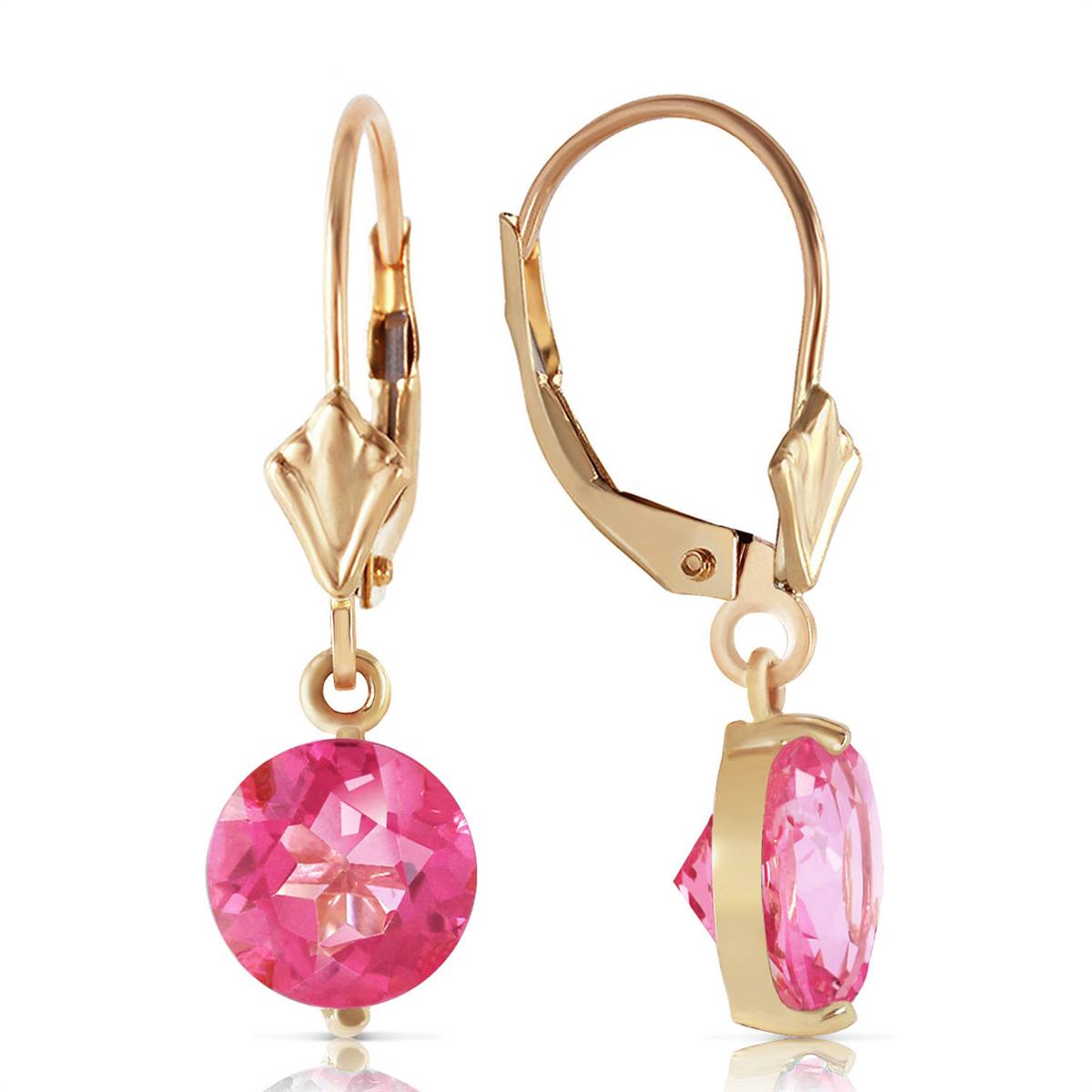 3.1 Carat 14K Solid Yellow Gold Girltalk Pink Topaz Earrings