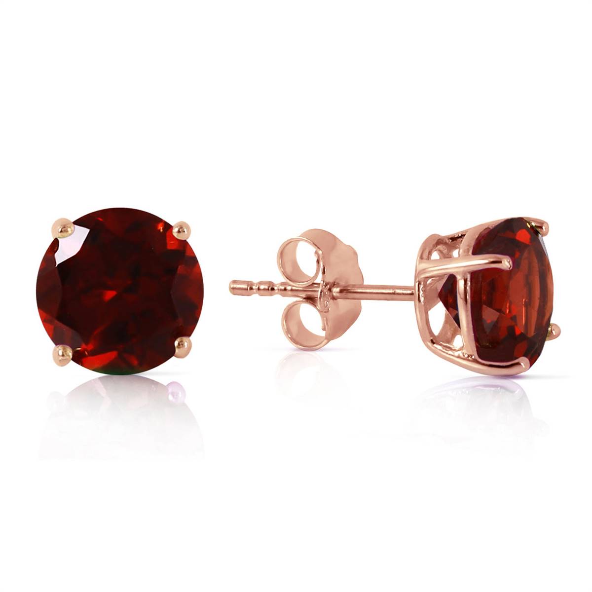3.1 Carat 14K Solid Rose Gold Anna Garnet Stud Earrings