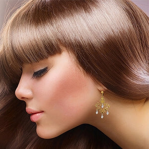 14K Solid Yellow Gold Chandelier Earrings