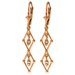 14K Solid Rose Gold Intricate Chandelier Earrings