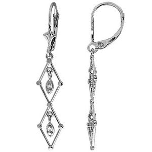 14K Solid White Gold Faithful To The End Chandelier Earrings