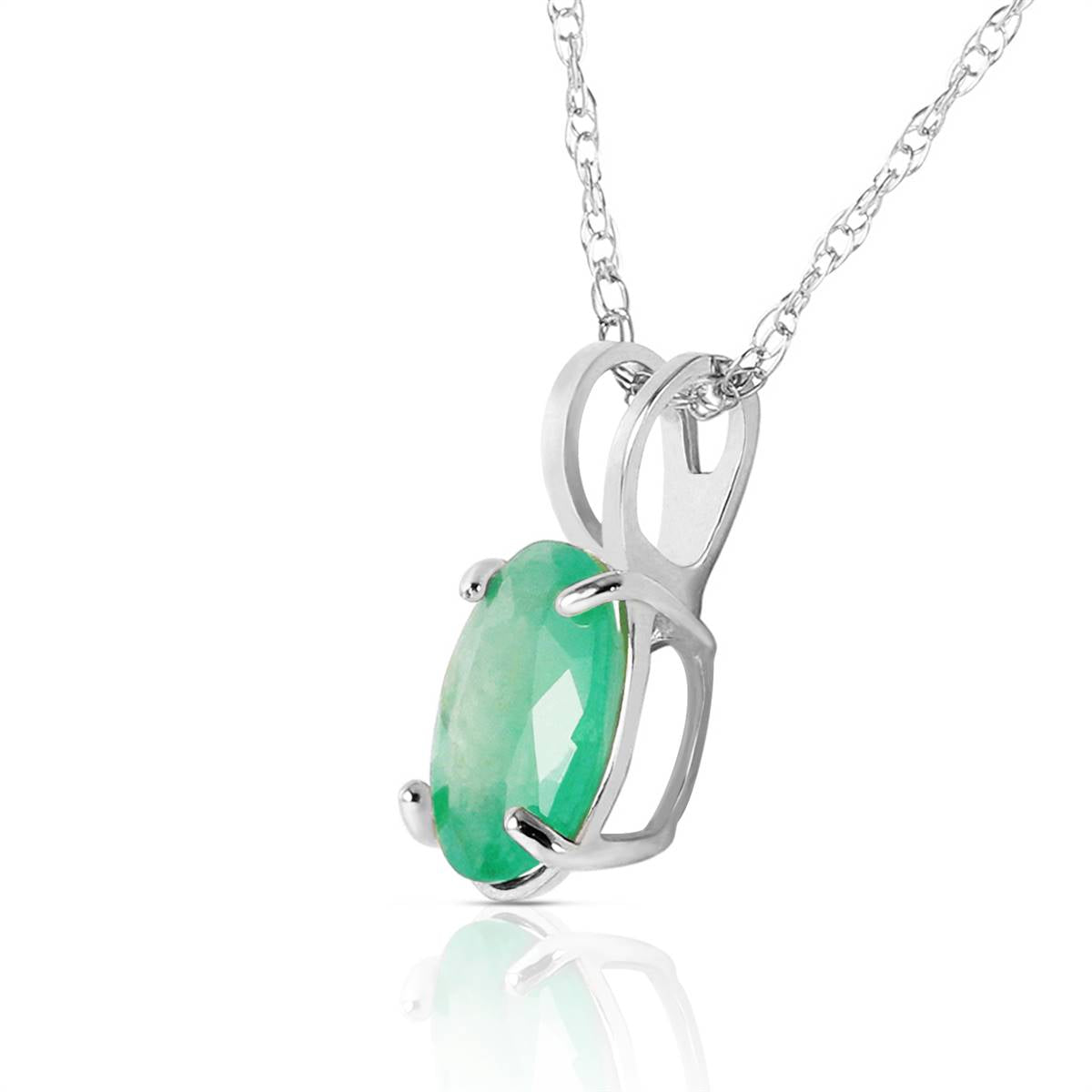 0.75 Carat 14K Solid White Gold Necklace Natural Emerald
