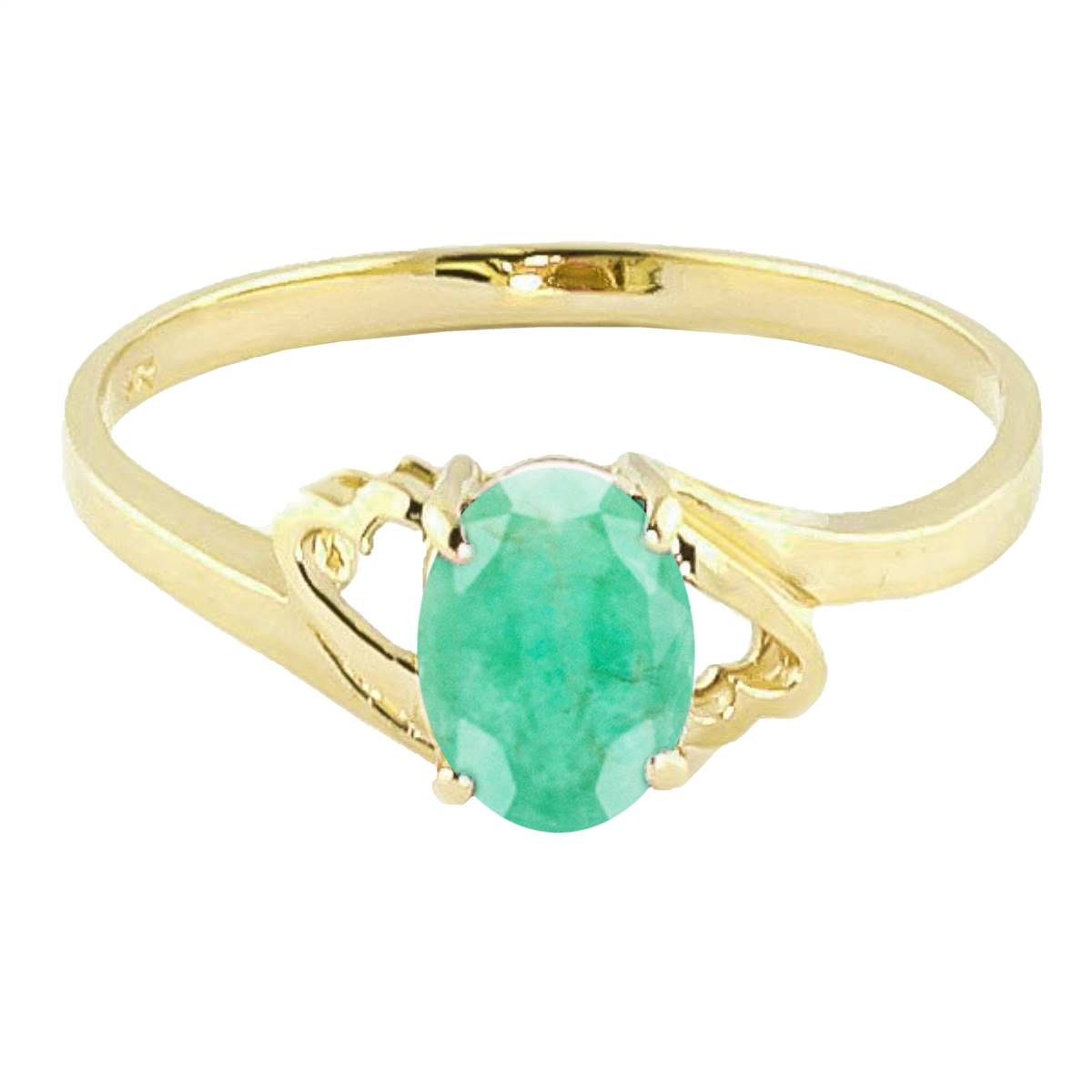 0.75 Carat 14K Solid Yellow Gold Rings Natural Emerald