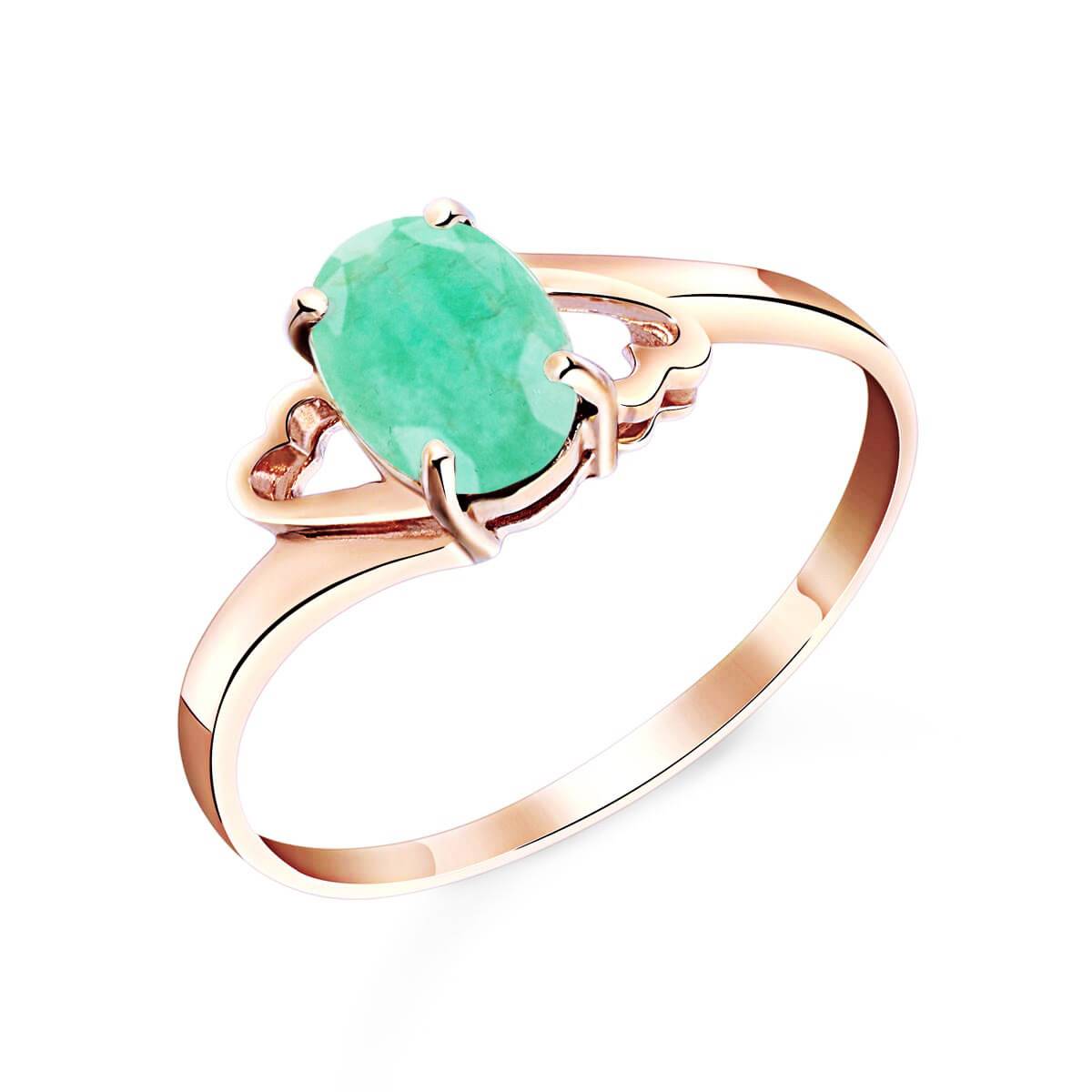 0.75 Carat 14K Solid Rose Gold Rings Natural Emerald