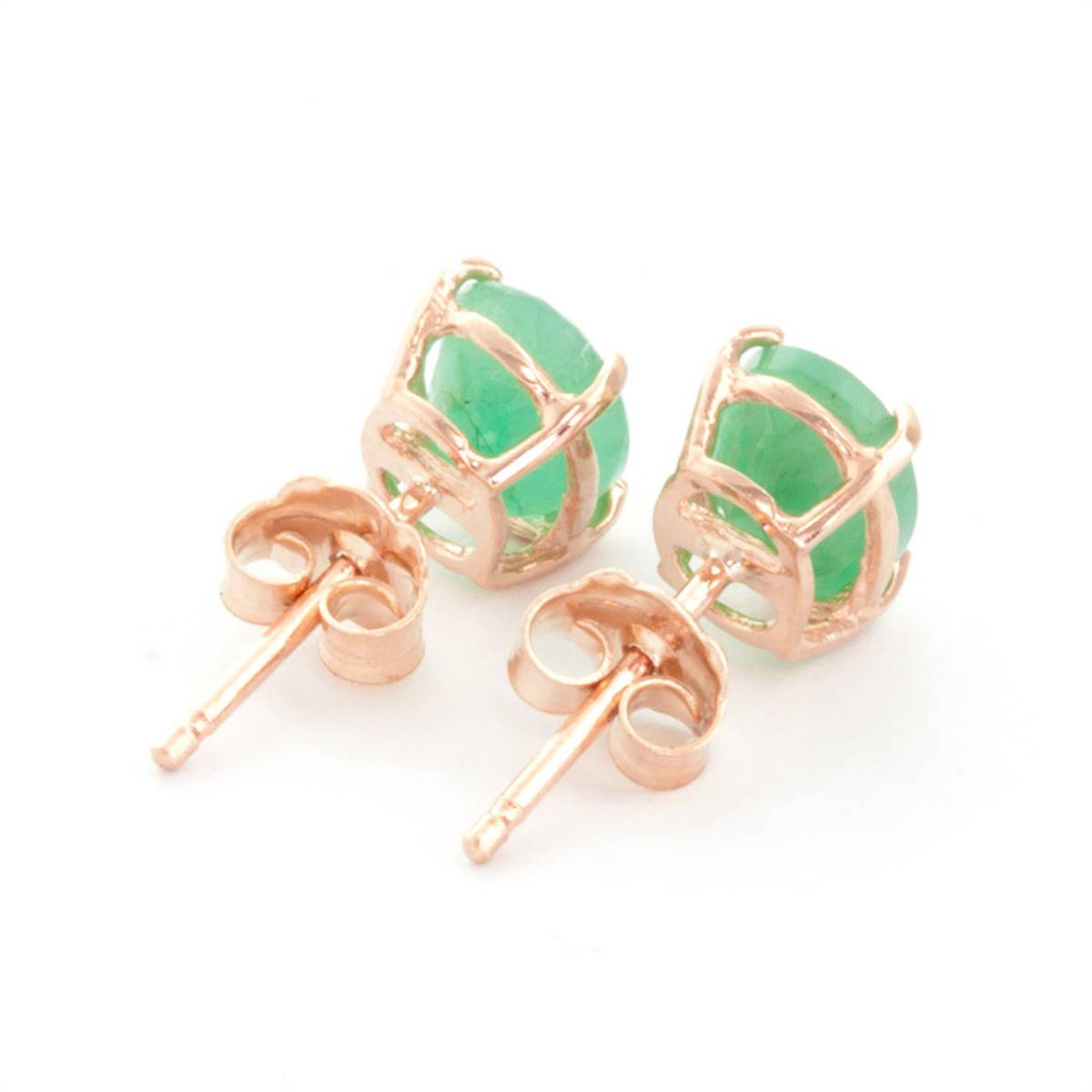 1.8 Carat 14K Solid Rose Gold Stud Earrings Natural Emerald