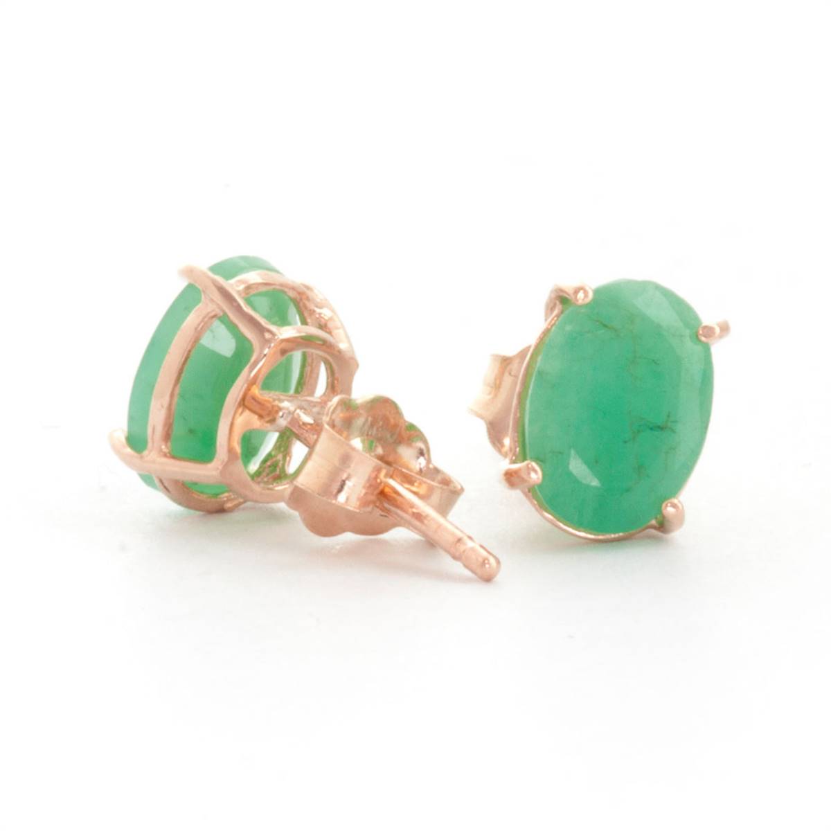 1.8 Carat 14K Solid Rose Gold Stud Earrings Natural Emerald