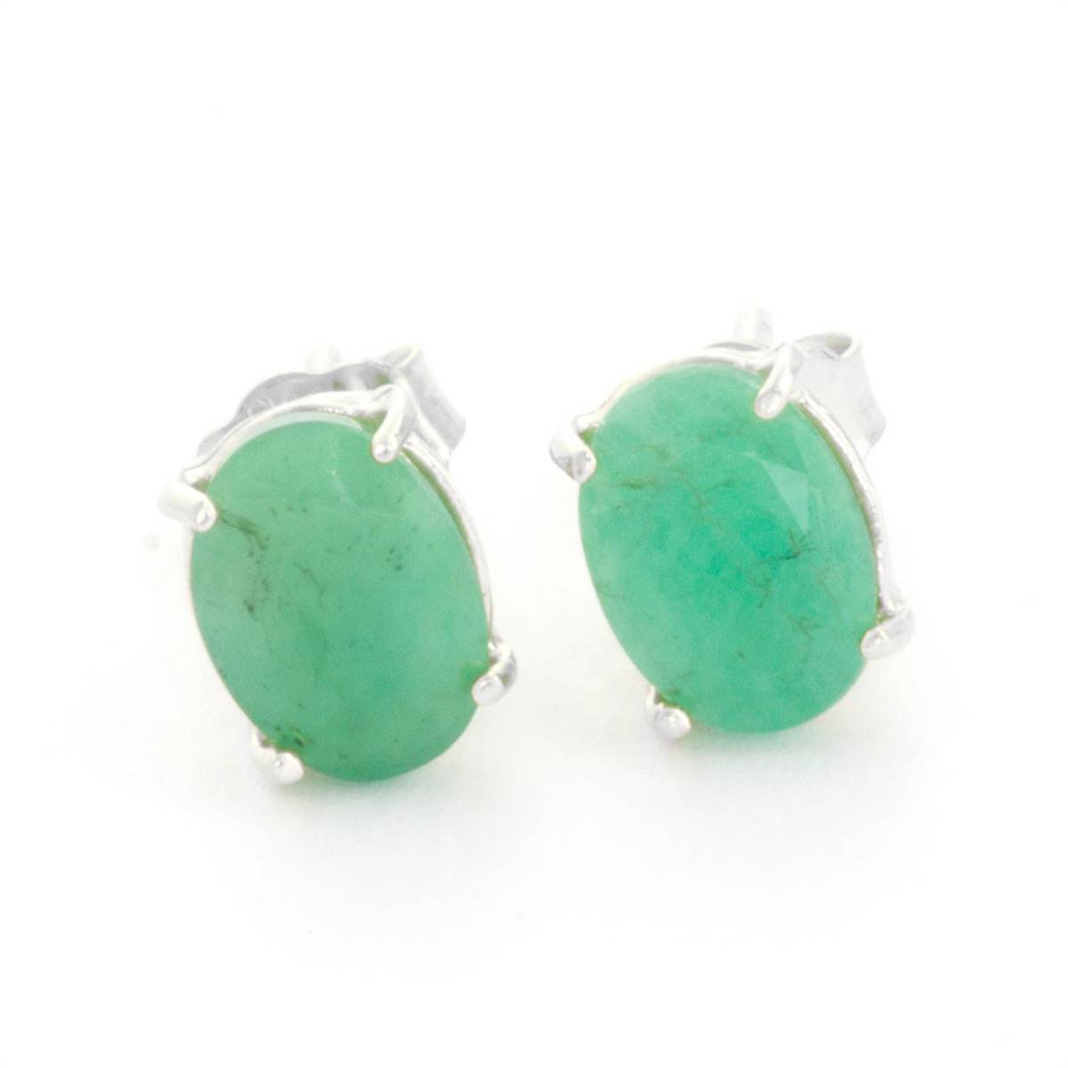 1.8 Carat 14K Solid White Gold Stud Earrings Natural Emerald