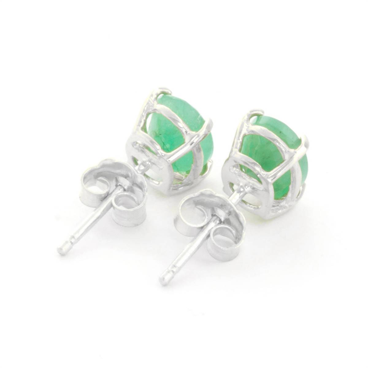 1.8 Carat 14K Solid White Gold Stud Earrings Natural Emerald
