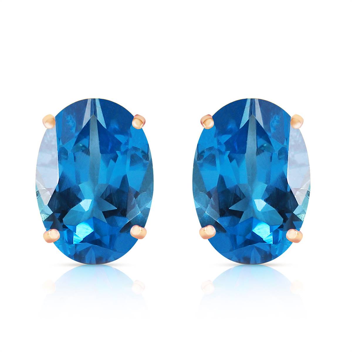 16 Carat 14K Solid Yellow Gold French Clips Earrings Natural Blue Topaz