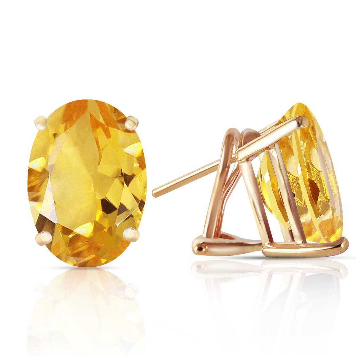 13 Carat 14K Solid Yellow Gold French Clips Earrings Natural Citrine