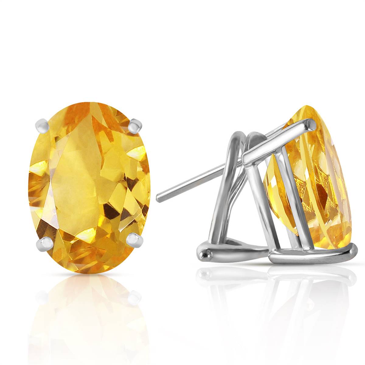 13 Carat 14K Solid White Gold French Clips Earrings Natural Citrine