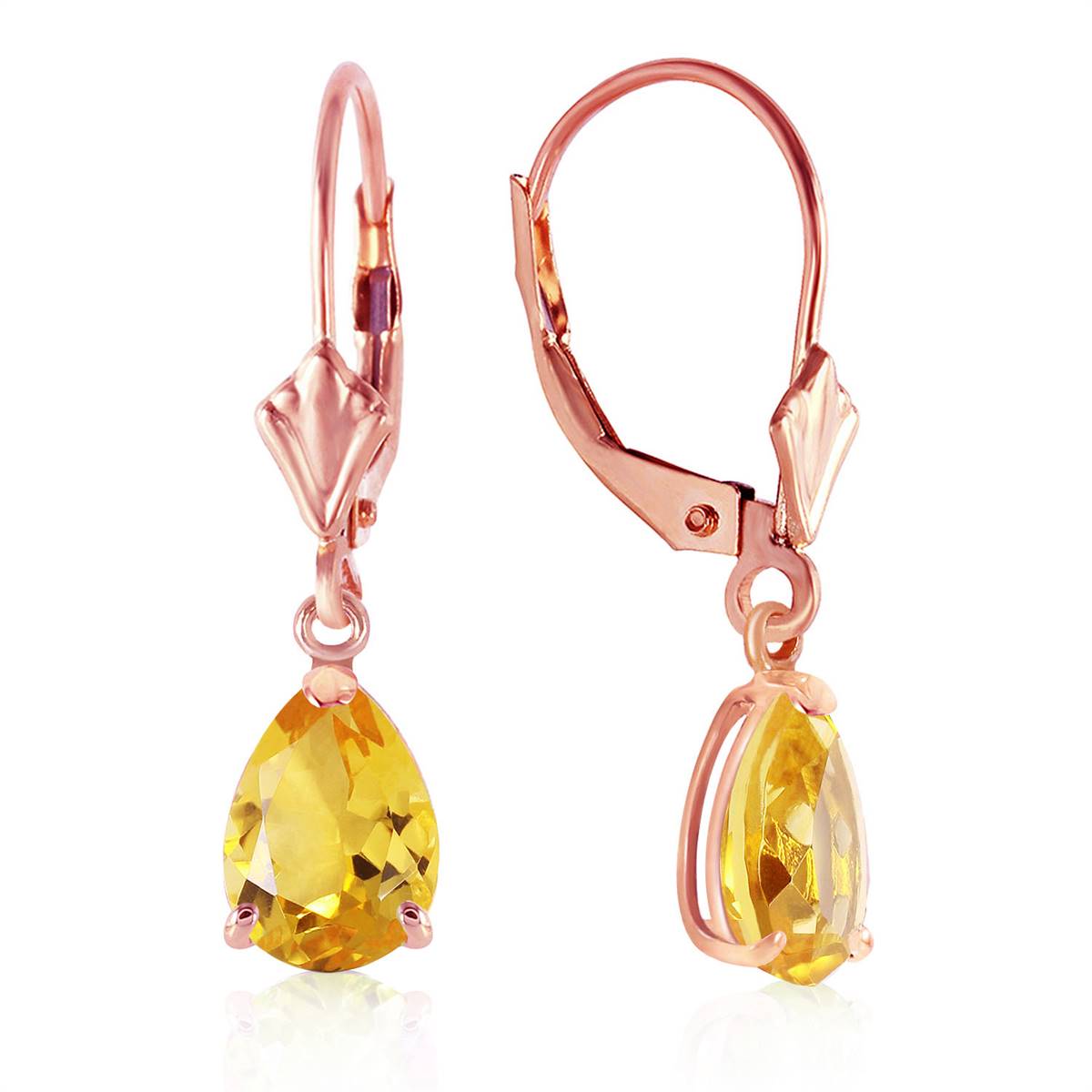 2.85 Carat 14K Solid Rose Gold Citrine Sunshine Earrings