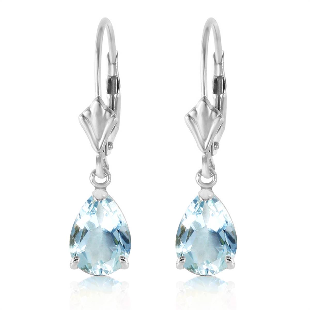 2.85 Carat 14K Solid White Gold Applying Your Hand Aquamarine Earrings