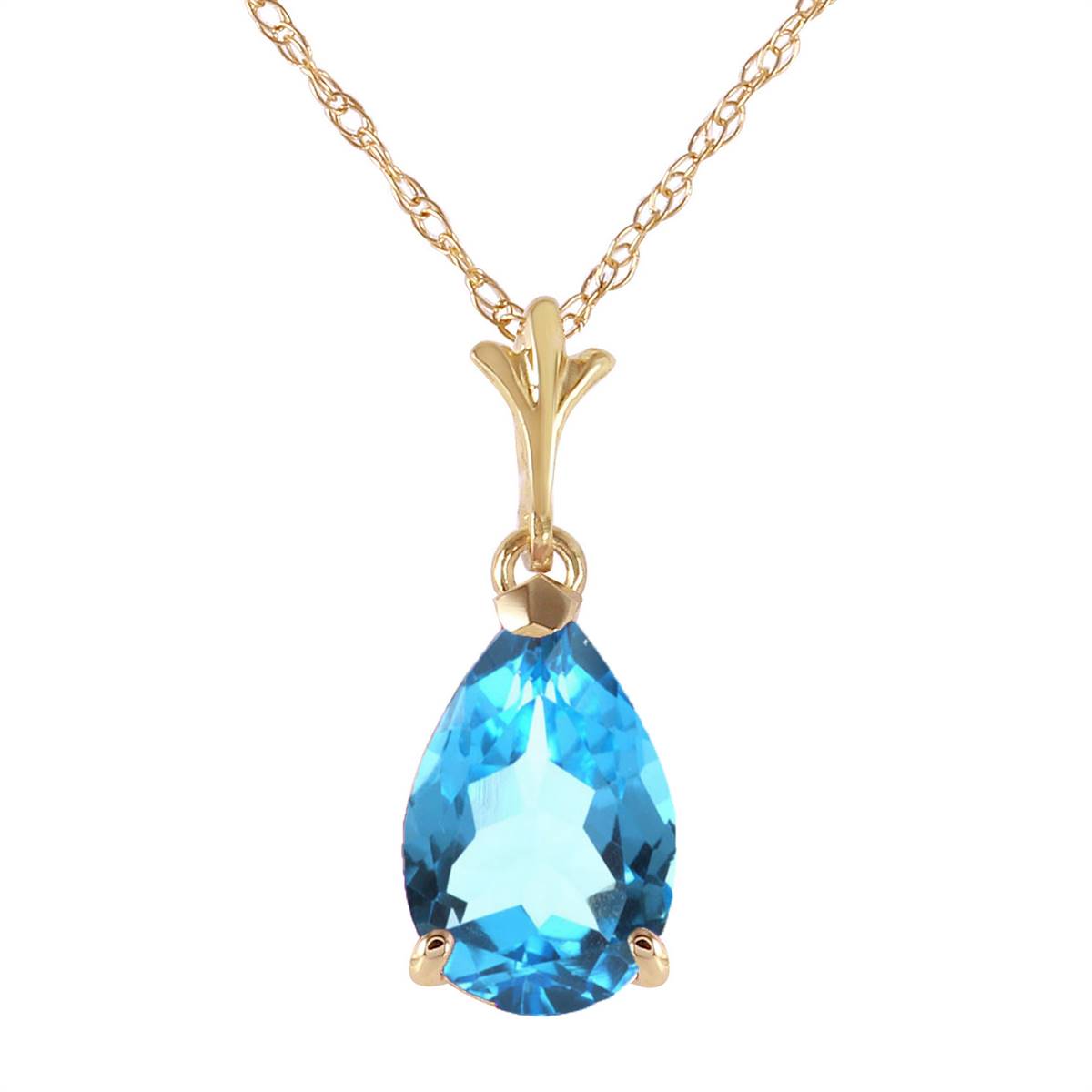 1.5 Carat 14K Solid Yellow Gold Life Is Everywhere Blue Topaz Necklace