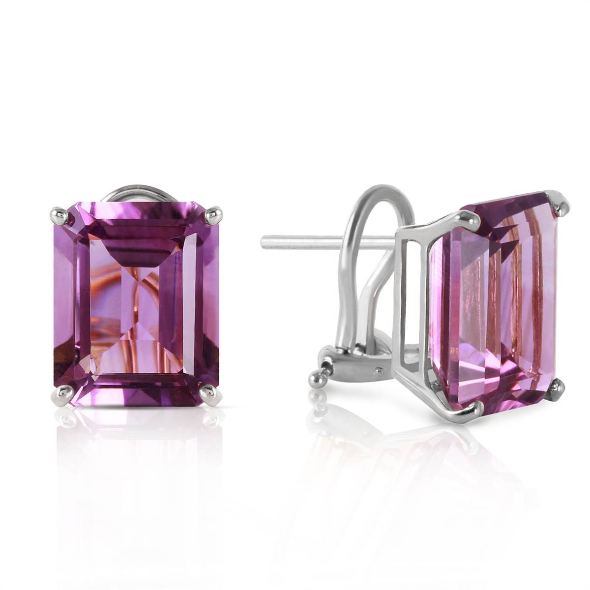 13 Carat 14K Solid White Gold Coming Years Amethyst Earrings
