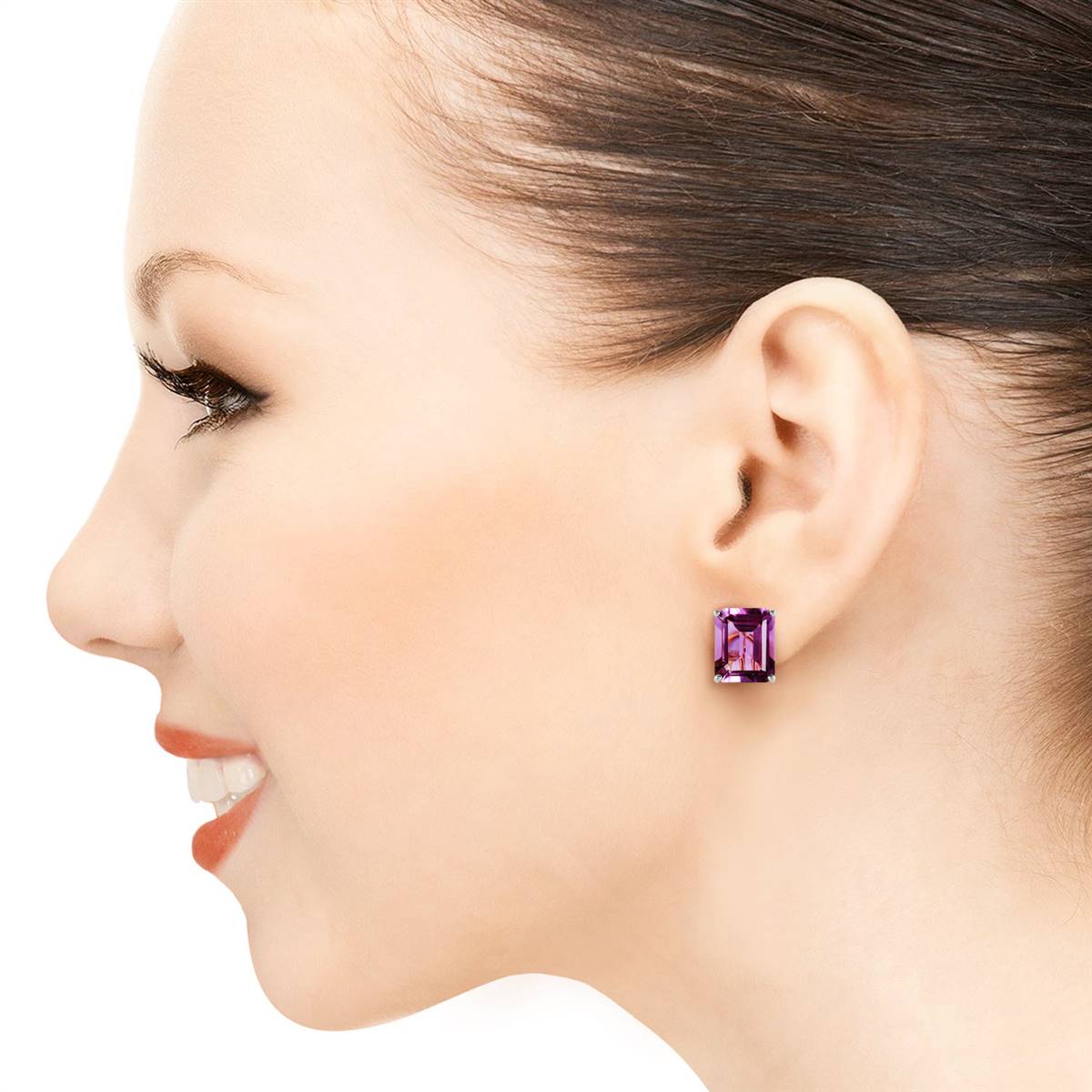 13 Carat 14K Solid White Gold Coming Years Amethyst Earrings